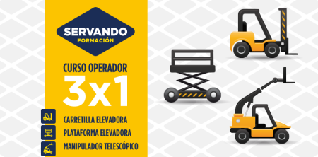 Curso 3×1: carretilla elevadora, plataforma elevadora y manipulador telescópico